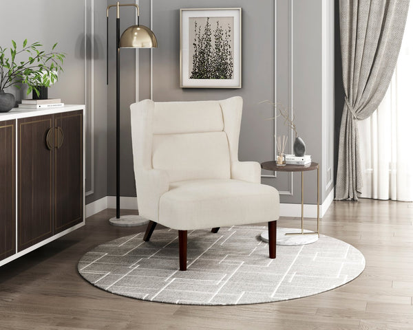 English Elm Contemporary Chenille Wingback Accent Chair with Solid Wood Legs, High-Density Foam Comfort Lounge Beige 30.5 L x 28.5 W x 17.5 H B011P304419