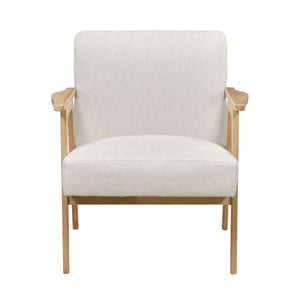 English Elm Modern Mid-Century Accent Chair Walnut Frame with Textured Linen Upholstery and Cushioned Seat Comfortfulness Beige,Natural 26.5 L x 23.5 W x 10 H B011P308034