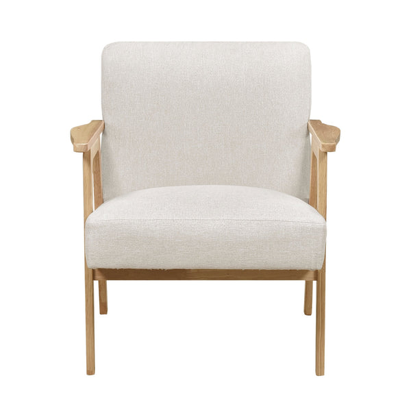 English Elm Modern Mid-Century Accent Chair Walnut Frame with Textured Linen Upholstery and Cushioned Seat Comfortfulness Beige,Natural 26.5 L x 23.5 W x 10 H B011P308034