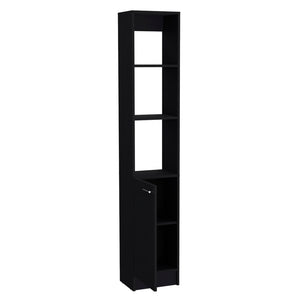 English Elm Linen Marion Black Engineered Wood Bathroom Cabinet with Open Shelves & Concealed Storage, Durable Design B092P191188