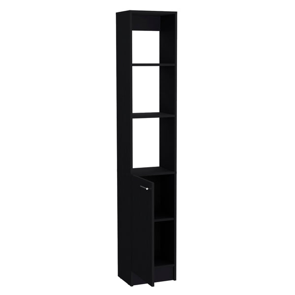 English Elm Linen Marion Black Engineered Wood Bathroom Cabinet with Open Shelves & Concealed Storage, Durable Design B092P191188