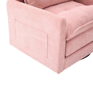 English Elm UNITED Swivel Barrel Chair with Chenille Upholstery, 360° Smooth Rotation, Padded Arm Comfort and Side Pockets for Living Room Relaxation Pink W1568P290091