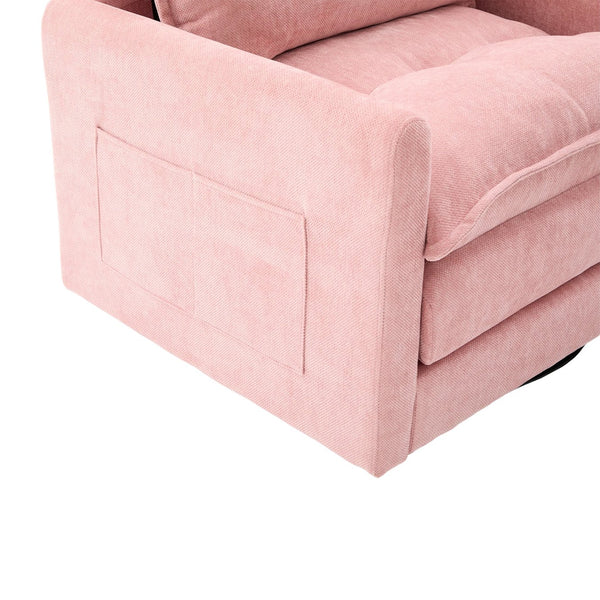 English Elm UNITED Swivel Barrel Chair with Chenille Upholstery, 360° Smooth Rotation, Padded Arm Comfort and Side Pockets for Living Room Relaxation Pink W1568P290091