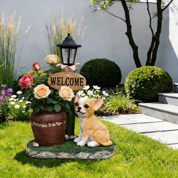 English Elm Sitting Corgi Resin Planter Sculpture Whimsical Porch Garden Decor with Succulent Cavity W5398P464253