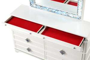 English Elm Laguna Modern 6-Drawer Dresser In White With Crystal Accents, Hidden Jewelry Compartment & Soft-Close G150108980