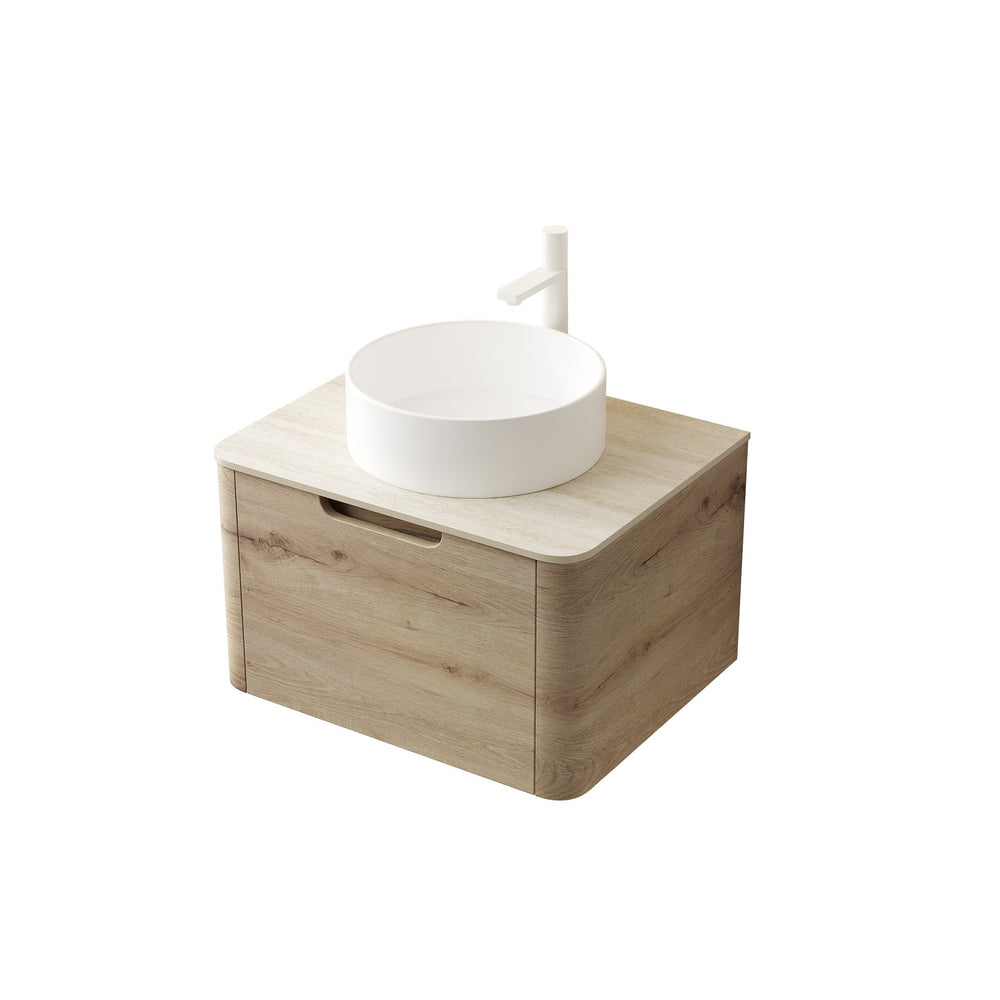 English Elm XAI 24" Wall Mounted Cabinet 7070 Light Woodgrain – One Drawer, Hot-Bend Curved Design, Soft-Close Quiet W2615P330824