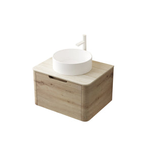 English Elm XAI 24" Wall Mounted Cabinet 7070 Light Woodgrain – One Drawer, Hot-Bend Curved Design, Soft-Close Quiet W2615P330824