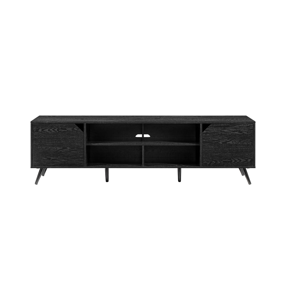 English Elm Walker Edison - Contemporary Minimalist 2-Door TV Stand for TVs up to 80" with Cord Management, Adjustable Shelves Black 82.63 L x 19.38 W x 4.88 H B185P169003