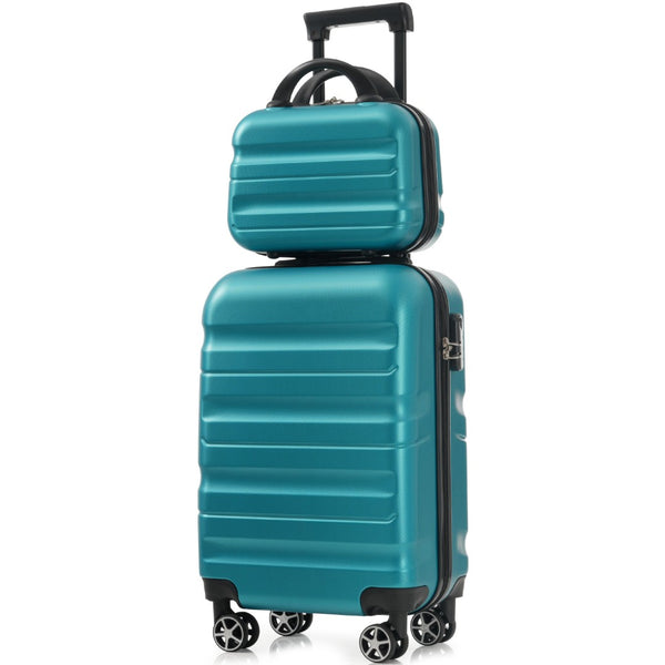 English Elm Hardshell Abs Four Piece Luggage Set with Spinner Wheels Tsa Lock Packing Cubes Blue N730P262653D