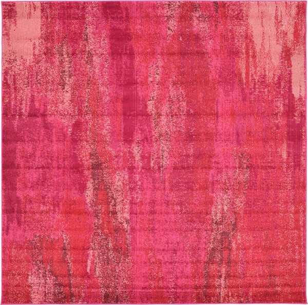 Unique Loom Jardin Lilly Machine Made Abstract Rug Pink, Brown/Burgundy/Ivory/Puce/Purple/Red/Pink/Salmon 8' 0" x 8' 0"