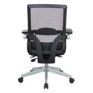 OSP Home Furnishings Black Mesh Back Ergonomic Office Chair with Flip Arms Lumbar Support and Synchro Tilt Black 867-B36N64R
