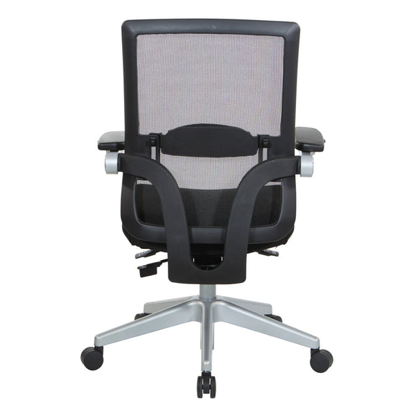 OSP Home Furnishings Black Mesh Back Ergonomic Office Chair with Flip Arms Lumbar Support and Synchro Tilt Black 867-B36N64R