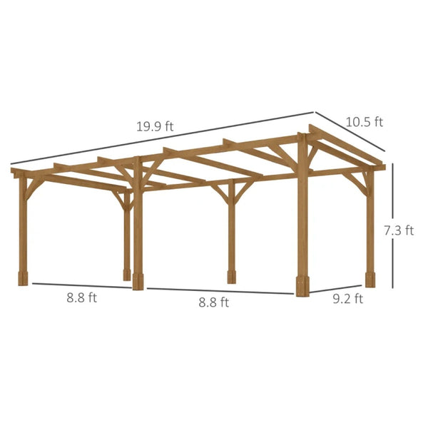 English Elm Stable Fir Wood Outdoor Pergola with Open Beam Roof for Vines Patios and Garden Spaces T3971S00171