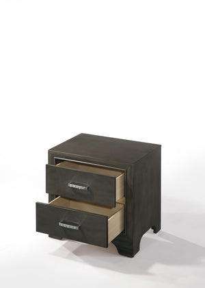 English Elm Carine II Gray Finish Nightstand with 2 Smooth-Glide Drawers, English Dovetail, Sturdy Wooden Legs B2726P261748