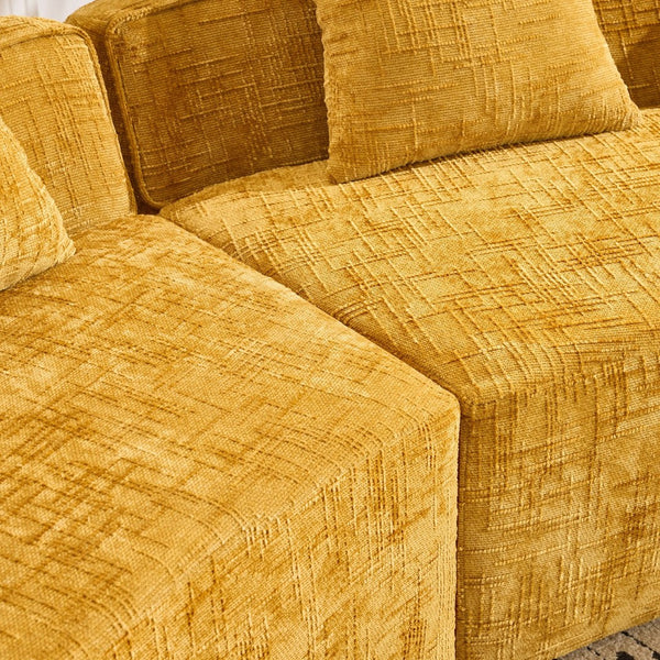 English Elm Yellow Curved Compressed Sofa - Nordic Design, Soft Upholstery, Versatile Comfort For Any Space W3612S00011-GIGA