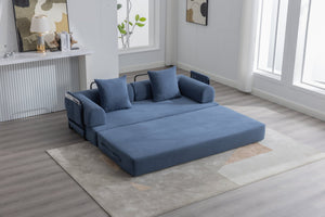 English Elm UNITED modular foldable sofa with metal frame, corduroy upholstery, side pocket & quick assembly convenience Navy W1568P375644