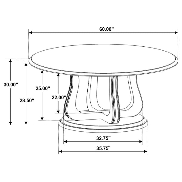 English Elm Rodota Round Pedestal Dining Set Whitewash Rubberwood Table Four Upholstered Chairs B062S01772