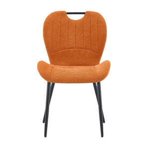 English Elm Set of 4 Olive Fabric Dining Chairs Ergonomic Cushion Black Steel Frame Modern Black+Orange W1151P454882