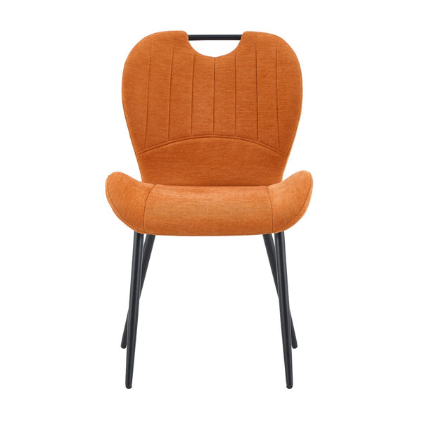 English Elm Set of 4 Olive Fabric Dining Chairs Ergonomic Cushion Black Steel Frame Modern Black+Orange W1151P454882