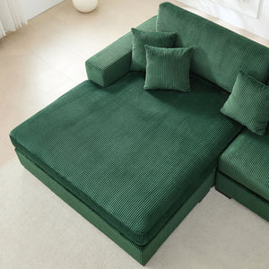 English Elm 148.03'' Mid Century Modern 4 Seat Sectional Sofa with Reversible Chaise for Living Room Green W876S00330