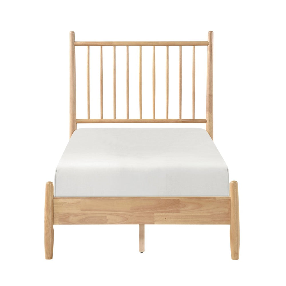 English Elm Mid-century Twin Platform Bed Natural Wood Vertical Slat Headboard Bedroom Frame B011P437952