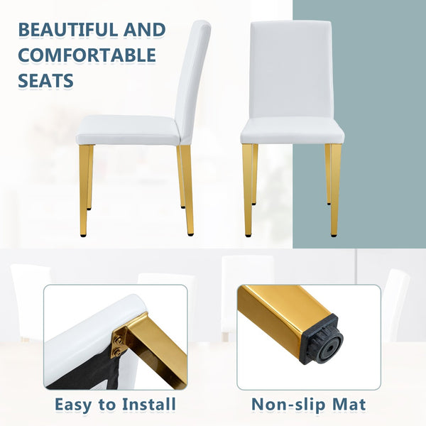 English Elm Set of 4 White Pu Leather Dining Chairs with Black Steel Legs for Modern Interiors W1151P269053