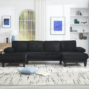 English Elm Modern U-Shaped 4-Seat Sofa With Double Chaise - Luxurious Velvet, Spacious Comfort & Style W2705S00017-GIGA