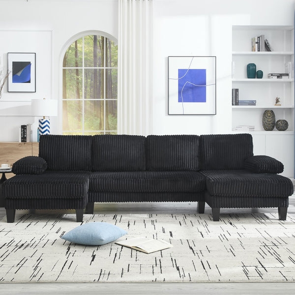 English Elm Modern U-Shaped 4-Seat Sofa With Double Chaise - Luxurious Velvet, Spacious Comfort & Style W2705S00017-GIGA