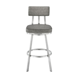 English Elm Verin Swivel Barstool Upholstered Faux Leather Seat Pedestal Base Kitchen Island B2736P354294