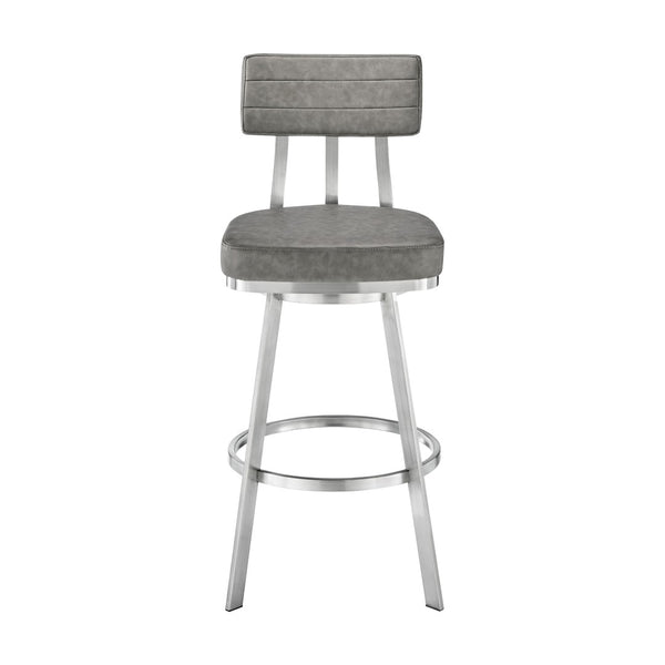 English Elm Verin Swivel Barstool Upholstered Faux Leather Seat Pedestal Base Kitchen Island B2736P354294