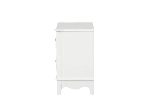 English Elm Traditional Two Drawer Nightstand White Finish Lychee Embossed Fronts Cedarwood Lined Bedroom B2741P435897