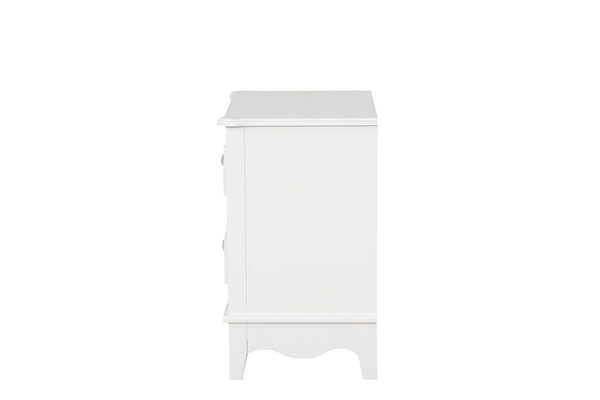 English Elm Traditional Two Drawer Nightstand White Finish Lychee Embossed Fronts Cedarwood Lined Bedroom B2741P435897