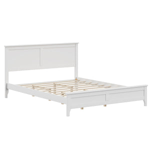 English Elm Modern Solid Wood Full Platform Bed with Slatted Headboard, Pine/MDF Frame, 550LB Capacity, No Box Spring Needed White 83.5 L x 16.5 W x 5 H N701P301000K