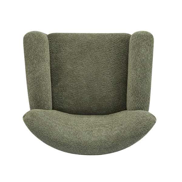 English Elm Christopher Knight Home® - Cozy Wingback Armchair with Plush Bouclé Upholstery, Solid Wood Legs, Timeless Elegant Comfort Olive Green,Teak 32 L x 29.5 W x 26.75 H N776P293322G