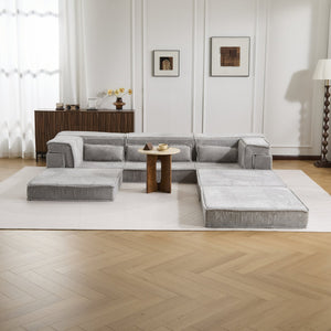 English Elm Compression Mahjong Sofa Bed – Versatile Modular Floor Sofa With No Assembly, Soft Fleece & Pillows W3723S00020