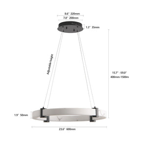 English Elm Modern Marble Resin Ring Pendant Warm Led Glow for Dining Rooms and Kitchen Islands W2312P415972