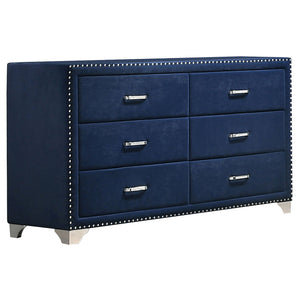 English Elm Kennedy Elegant Pacific Blue 4-Piece Queen Bedroom Set With Wingback Headboard & Ample Storage B062S01346