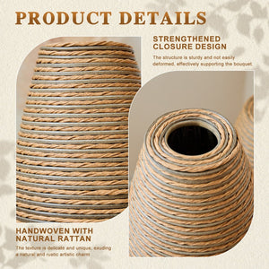 English Elm 39.4" Handcrafted Rattan-textured Pvc Tall Floor Vase Boho Entryway Sculptural Accent W2796P446214