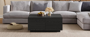 English Elm 33.25" Square Storage Coffee Table Four Drawer Matte Mdf Living Room Centerpiece Black N735P422508B