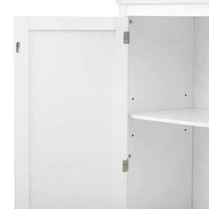 English Elm 3-in-1 Entryway Hall Tree with Cabinet Hooks Bench Drawers and Adjustable Shelving White SJ000160AAK
