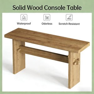 English Elm Practical Geometric Console Table with Matte Black Wood Grain Finish for Entryway or Sofa T3971P458478
