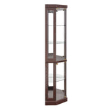 English Elm Corner Glass Cabinet Lighted Curio Cabinet Corner Display Case For Living Room, Curio Cabinet, Antique Collection, Wine,Bar Glass Storage Light Included,Dark Cherry