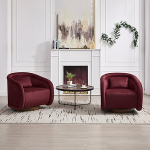 English Elm Swivel Barrel Chair Plush Teddy Fabric Pumpkin Silhouette for Living Room or Bedroom W3244P288860