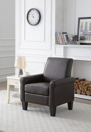 English Elm Vineland High Back Faux Leather Accent Chair with Tailored Piping for Modern Living Dark Brown B078P497924