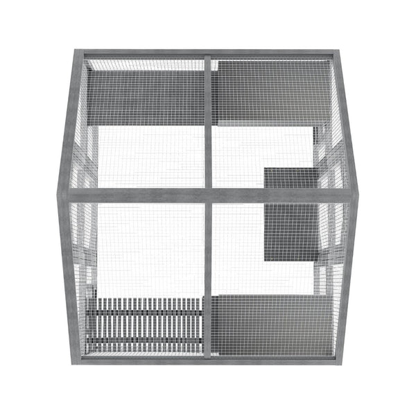 English Elm Cat, Outdoor Wood Enclosure Multi-level Shelter with Platforms Resting Boxes Waterproof Canopy W1598S00039