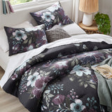 Madison Park Jolene Shabby Chic 3 Piece Cotton Printed Comforter Set MP10-8491 Dark Grey/Plum