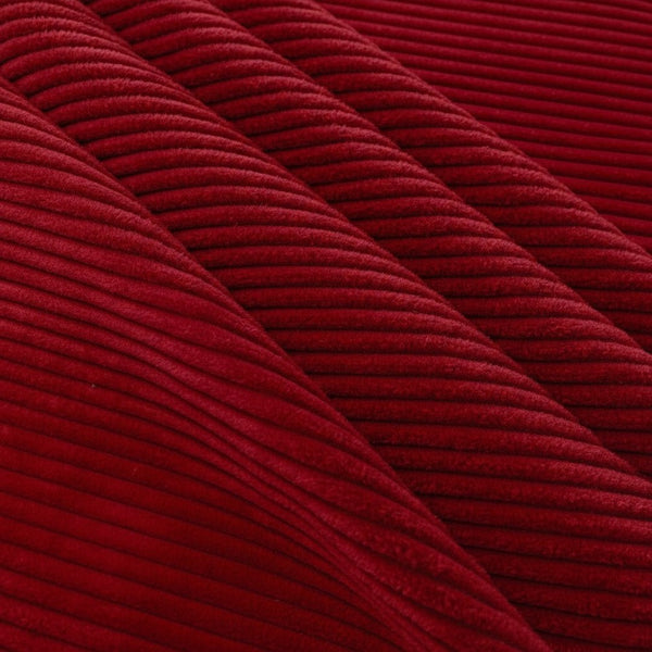 English Elm Corduroy Ribbed Upholstered Ottoman Plush Footrest or Extra Seating for Living Rooms Red B2748P483413