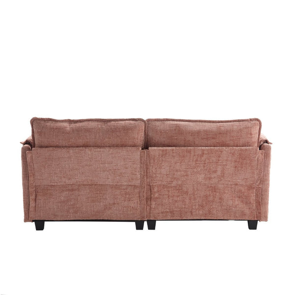 English Elm United Cozy Chenille Two-Seat Sofa With Detachable Armrests, Footstools, And Side Pockets For Comfort W1568S00139-GIGA