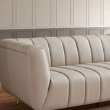 English Elm Ashcroft Furniture - Lamattina Genuine Italian Grey Leather Channel Tufted Sofa