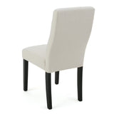 Christopher Knight Home® - Noble House - Corbin Contemporary Fabric Dining Chair, Ivory and Matte Black - Set of 2